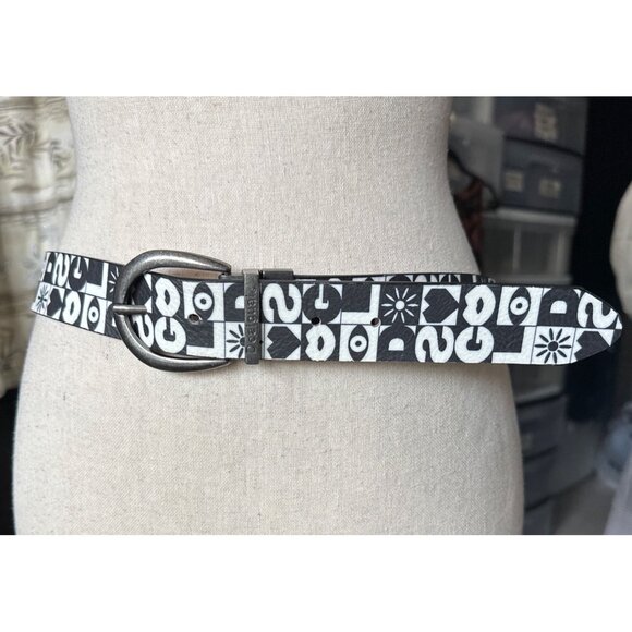 Desigual Reversible Belt Black White Geometric Print & Multicolor Floral Size 36 - Picture 4 of 6